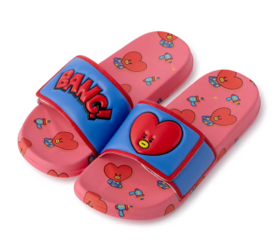 BT21 TATA VELCRO SLIPPERS红色爱心魔术拖鞋JPY带授权招加盟代理