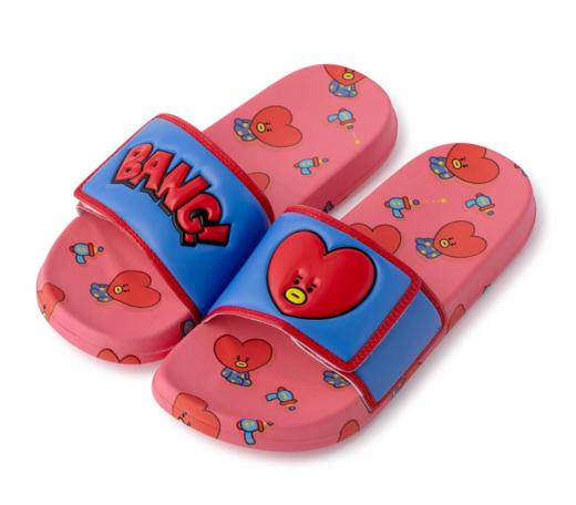 BT21 TATA VELCRO SLIPPERS红色爱心魔术拖鞋JPY带授权招加盟代理 商品图0