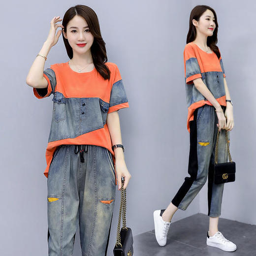 KY-BBL315时尚洋气显瘦牛仔两件套套装 商品图1