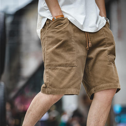 工装优选 美式复古灯芯绒直筒短裤阿美咔叽基础大口袋运动中裤男 商品图0