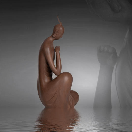 龙德堂陶艺 东方禅意雕塑《静思》 范泽锋督造  陈宗宝 制作 （库存咨询客服） 商品图2