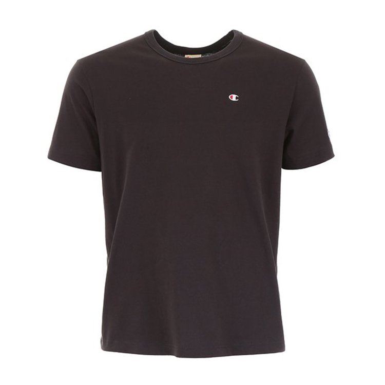CHAMPION 冠军 圆领 男性 胸标 宽松 男士短袖T恤 黑色 212974 KK001