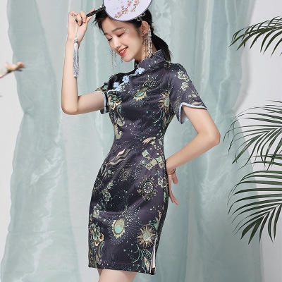 OY19307短款改良旗袍连衣裙 商品图1