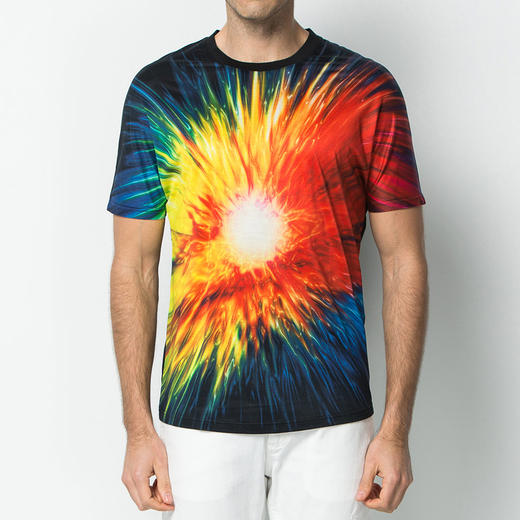 Marco Azzali 黑底宇宙大爆炸数码印花图案圆领T恤 T3668200 商品图0