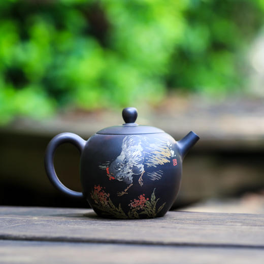 孔凡庚  公鸡花卉壶 商品图0