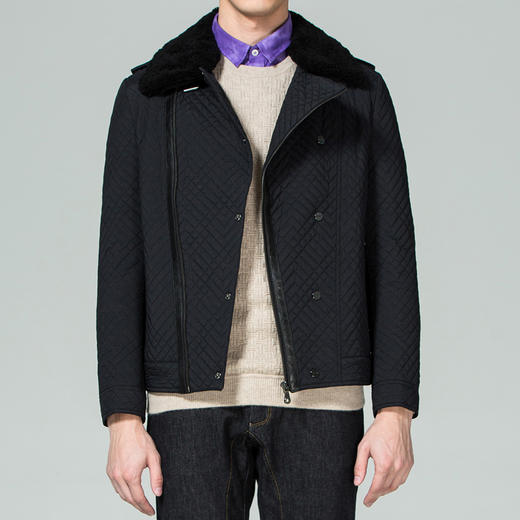 Marco Azzali 藏青斜门襟绗棉棉服 M3509200 商品图0