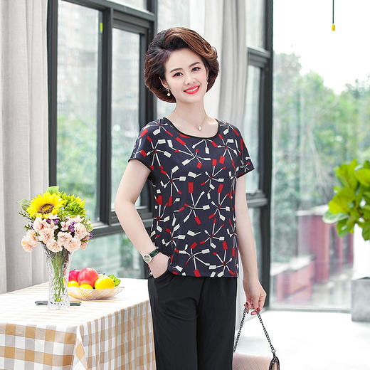 MQ-LM8820夏季薄款洋气短袖雪纺小衫T恤YY 商品图1