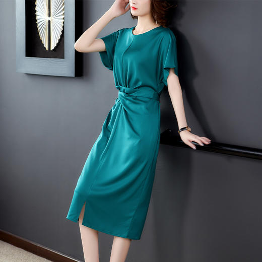 AHM-dfns6804新款醋酸连衣裙  名媛气质优雅显瘦修身中长款 商品图4