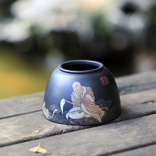 孔凡庚  彩填人物罗汉水盂 商品图0