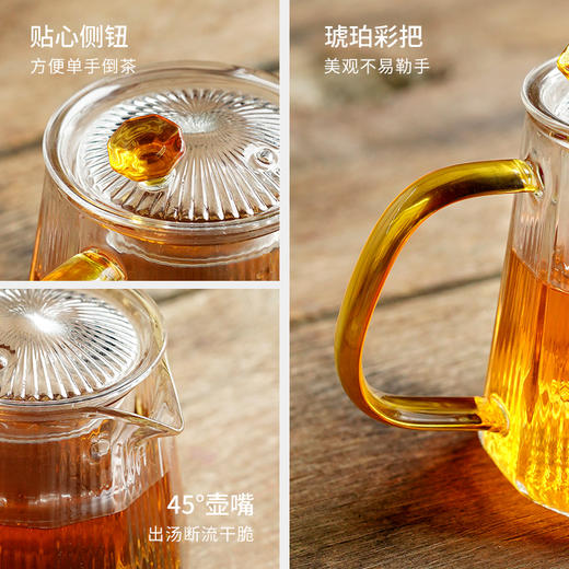 雅集棱影锤纹壶耐热玻璃茶具茶水分离单手泡茶壶办公家用过滤茶壶 商品图4