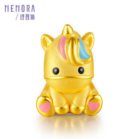 童话系列足金3D硬金黄金转运珠独角兽HP415401