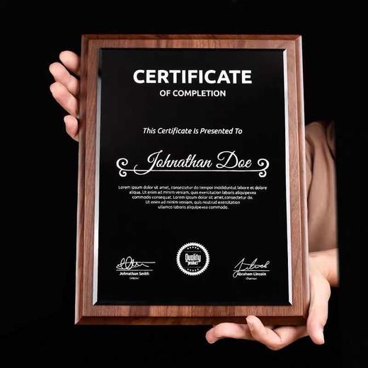 黑胡桃实木质奖牌定制定做水晶授权牌荣誉牌匾加盟代理经销商金箔 商品图2