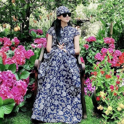 东篱把酒印花连衣裙  |现货加急发 |杨丽萍老师同款 商品图6