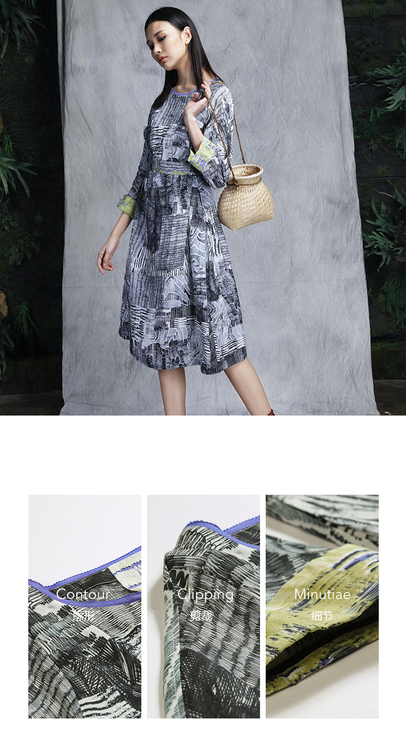 a181w18221阿尤原创女装春夏新款苎麻印花连衣裙a181w18221a181w18221