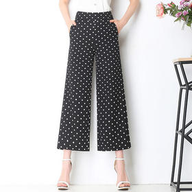 DM-SME8201新款高腰薄款垂感波点洋气雪纺阔腿裤