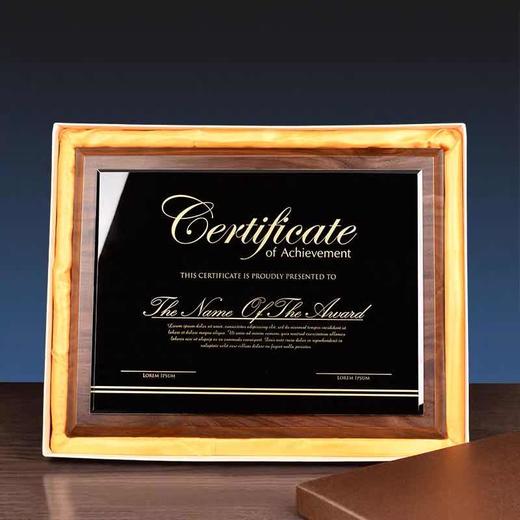 黑胡桃实木质奖牌定制定做水晶授权牌荣誉牌匾加盟代理经销商金箔 商品图4