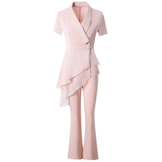 FMY-F20XT30337西装套装 2020时尚设计小众收腰上衣宽松喇叭裤两件套 商品图5