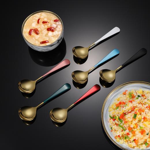 【日用百货】304韩式圆头勺镀钛金不锈钢勺子西瓜水果甜品勺汤匙圆勺 商品图0