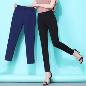 AHM-xas9995新品薄款九分开叉直筒时尚小个子修身小脚裤