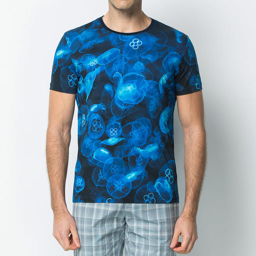 Marco Azzali 蓝色水母数码印花图案圆领T恤 T3665100 商品图0