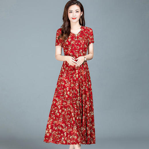 YWE-91222A新品碎花中长款气质优雅连衣裙【优】 商品图1