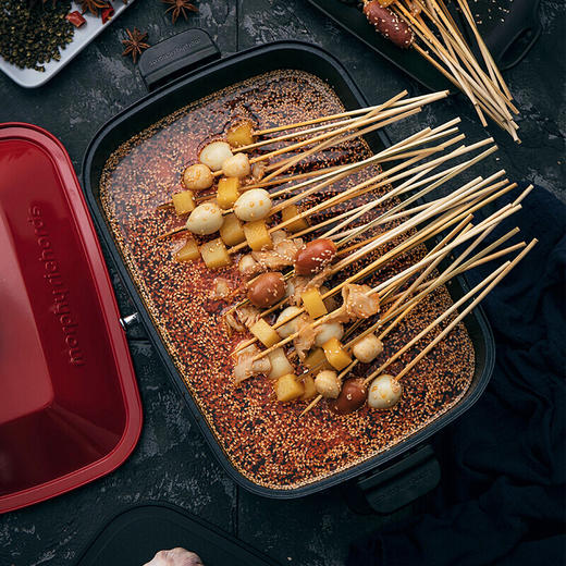 英国摩飞多功能锅料理锅电烧烤锅电火锅家用不粘烤肉锅分离式电烤锅电热煮锅烤肉盘烧烤炉MR9088JQR 商品图3