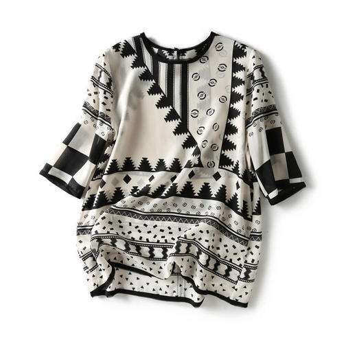 YC-欧洲站2020年新款ing超火设计感小众几何印花上衣 商品图4
