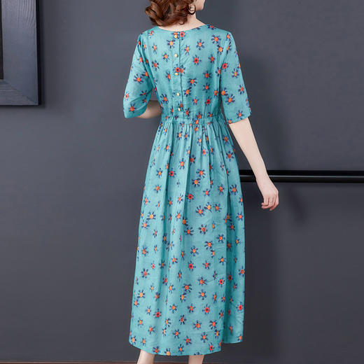 XFFS-2128小雏菊纯苎麻连衣裙  高端新款印花大摆裙 商品图2
