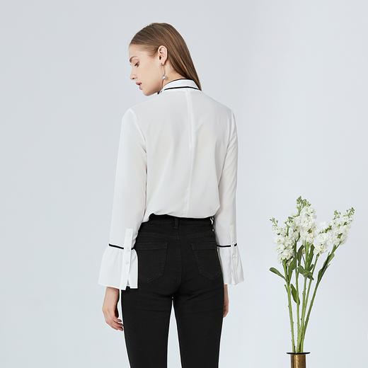 EITIE爱特爱女装早秋雪纺长袖套套系带上衣T恤雪纺衫女5713411 商品图4