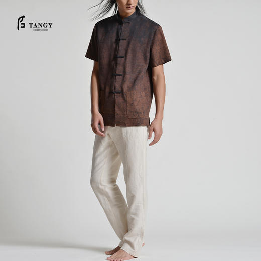 TANGY Collection/天意夏季茛绸桑蚕丝男士复古衬衫上衣 商品图0
