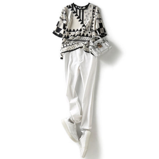 YC-欧洲站2020年新款ing超火设计感小众几何印花上衣 商品图2