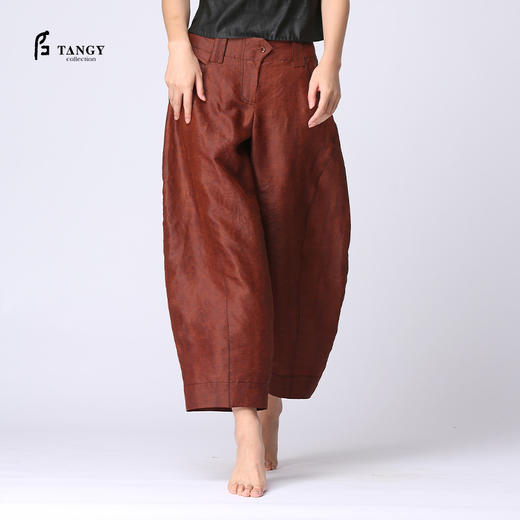 TANGY Collection/天意原创茛迹系列茛绸桑蚕丝女士休闲裤 商品图1