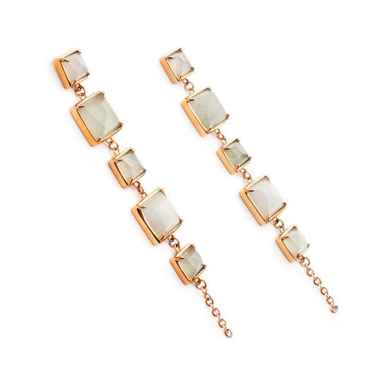 天然翡翠 方形长耳飾 TRACEY CHEN 商品图2