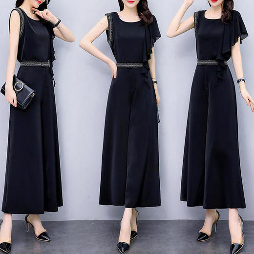 L-HBLJR8192-6夏季新款个性气质阔腿裤套装 商品图1