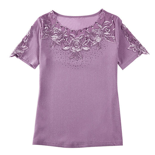 ZZ-DC8001爆款短袖t恤上衣 绣花亮丝洋气小衫纱衣 商品图4