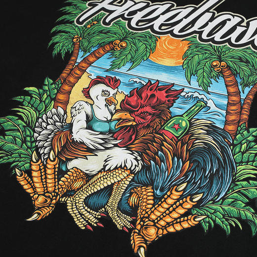 [59.9一件]自由基地流行夏季男女款纯棉宽大情侣个性印花圆领潮牌短袖T恤衫 MT-1629 商品图4