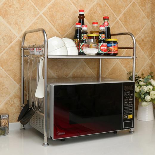 【置物架】不锈钢厨房微波炉置物架 烤箱电饭煲收纳厨具置物架 商品图2