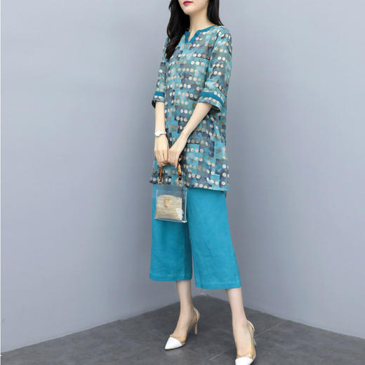 KLJ-2020新款雪纺波点上衣九分裤腿裤时尚套装 商品图4