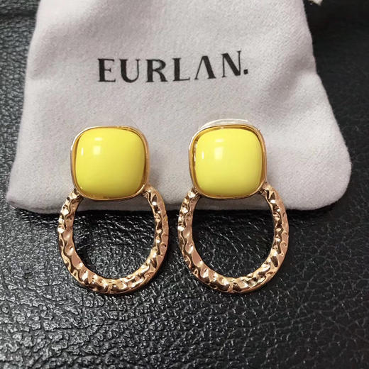 EURLAN.  C色彩系列 耳环 椭圆黄 商品图2