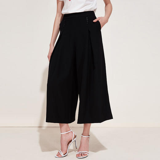 EITIE爱特爱女装春夏装宽松坠感阔腿裤直筒高腰休闲女裤子5905612 商品图0