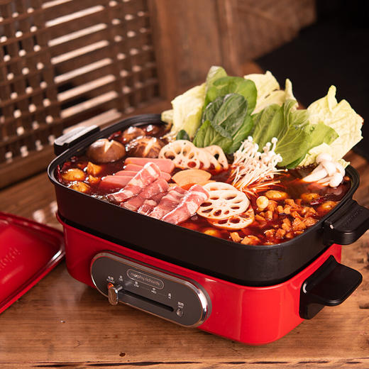 英国摩飞多功能锅料理锅电烧烤锅电火锅家用不粘烤肉锅分离式电烤锅电热煮锅烤肉盘烧烤炉MR9088JQR 商品图6