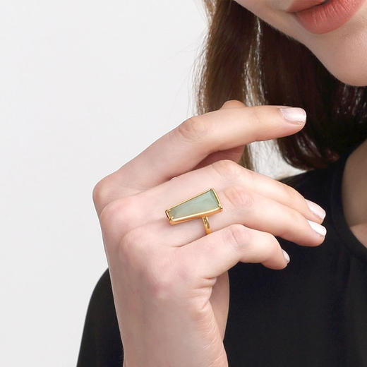 天然翡翠 墨翡翠梯形戒指 台湾设计师品牌Tracey Chen 商品图5