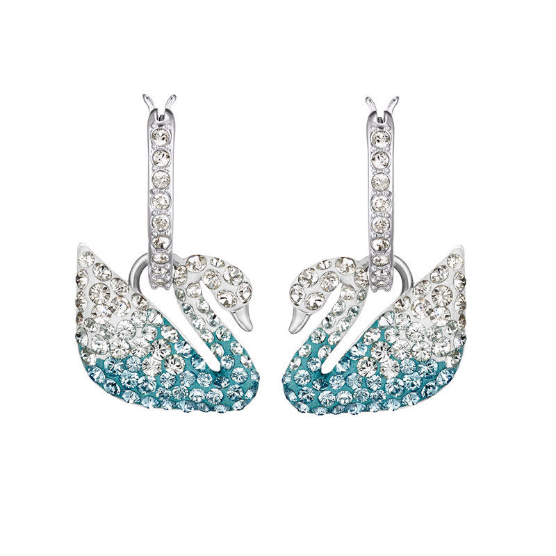 SWAROVSKI/施华洛世奇IICONICSWAN系列蓝色渐变穿孔耳环女5512577JPY带授权招加盟代理