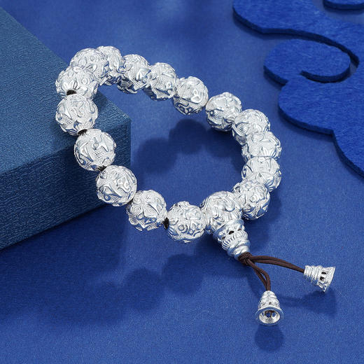 子佩集纯银真言手串【LZZY2】白12手链206 商品图1