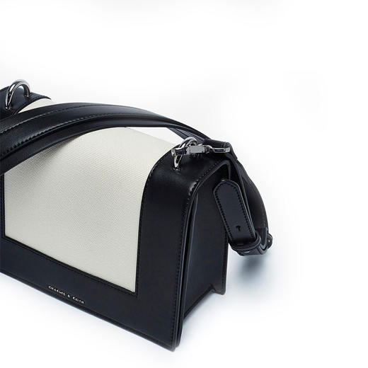 charleskeith小ck女包欧美风绳结装饰拼接时尚黑色单肩包手提包