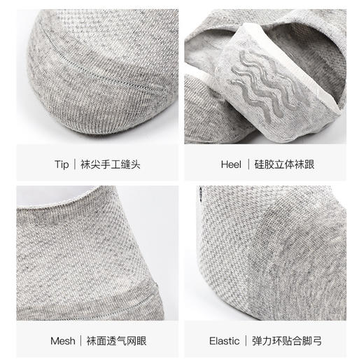 【任选8双59.5】官网正品商城同款棉质网眼隐形袜子男船袜春秋季袜子夏季隐形袜短邦男士袜 商品图4