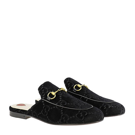 GUCCI 古驰 Princctown系列GG黑色天鹅绒女士凉拖 黑色 475094 9JT20 1000 商品图1