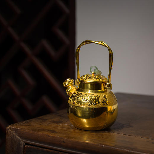 竹影堂纯金兽口饕餮纹翡翠摘汤沸 商品图4
