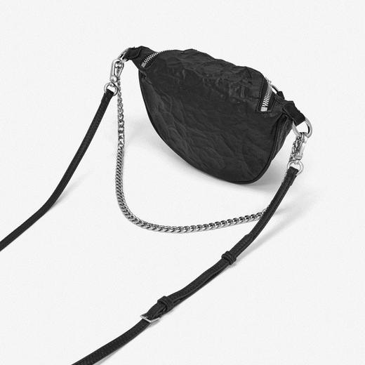 charleskeith小ck圆环饰褶皱腰包黑色ck280150844b