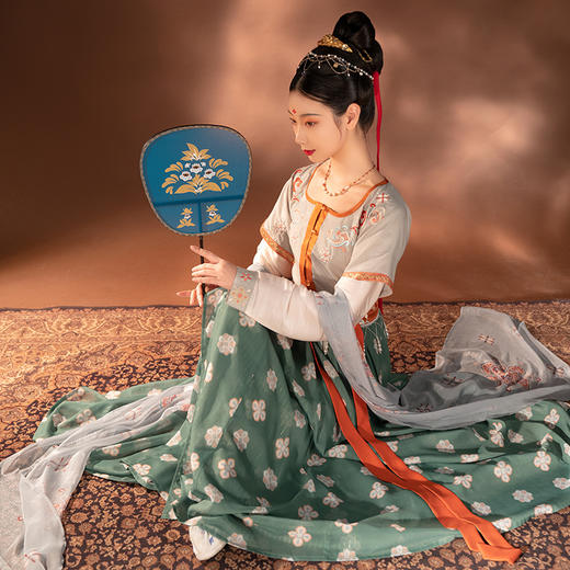 重回汉唐原创汉服女菁华坦领半袖5米摆破裙交窬裙齐腰襦裙中国风